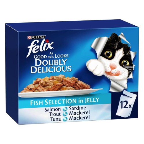 Felix As Good As It Looks Doubly Delicious Fishy Wet Cat Food, 85g x 12 Pack