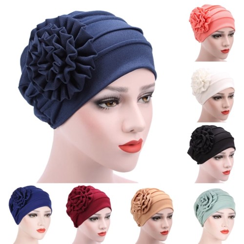 Elegant Women's Large Flower Stretch Scarf Hat – Fashion Turban & Chemo Headwear