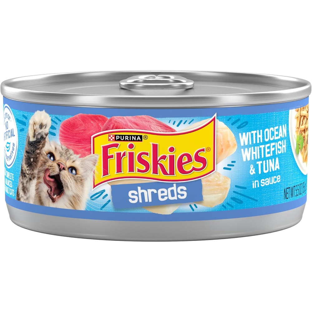 Purina Friskies Shreds Ocean Whitefish & Tuna in Sauce – 24 x 5.5oz Cans