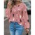 Elegant Feather Print Chiffon Blouse – Long Sleeve Women’s Stylish Casual Top