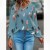 Elegant Feather Print Chiffon Blouse – Long Sleeve Women’s Stylish Casual Top