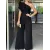 Elegant One-Shoulder Ruffle Jumpsuit for Women – Solid Color, Perfect for Spring & Summer Fashion