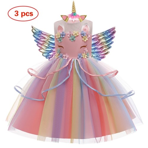 Girls' Unicorn Princess Dress – Sleeveless Party, Birthday, and Wedding Costume (Ages 2-10)