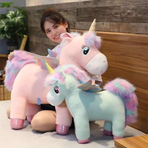 40cm Glowing Wings Unicorn Plush Toy – Fluffy Giant Stuffed Horse for Kids Xmas Gift