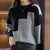 Women’s Patchwork Knit Warm Sweater – O-Neck Casual Thermal Pullover