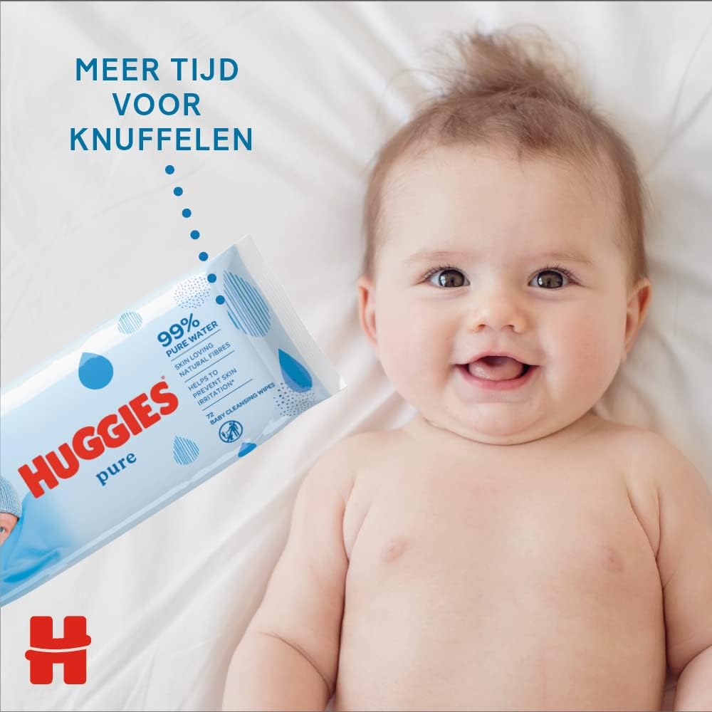 Huggies Pure Baby Wipes, 99% Pure Water, 560 Wipes (10 Pack x 56)