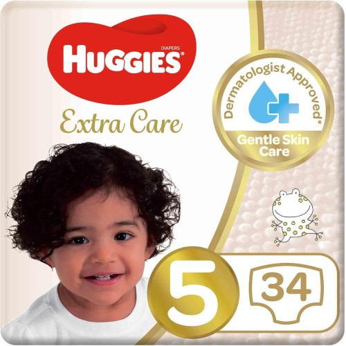 Huggies Extra Care Size 5 Diapers (12-22 kg) – Super Mega Pack, 34/60/120/180 Count