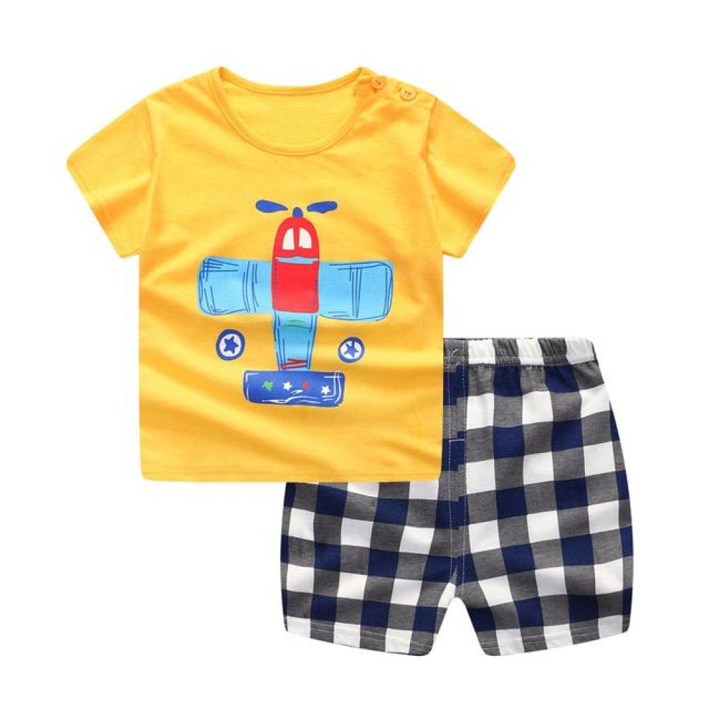 Airplane Print Toddler 2-Piece Cotton Outfit – T-shirt & Shorts for Boys