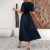 Stylish V-Neck Slit Vacation Party Dress – Women's Short Sleeve High-Quality Midi Dress