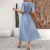 Stylish V-Neck Slit Vacation Party Dress – Women's Short Sleeve High-Quality Midi Dress