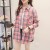 Women’s Spring Autumn Plaid Long Sleeve Blouse – Casual Oversized Y2K Tops