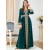 Dubai Velvet Dress | Long Kimono Jubah Abaya with Floral Design