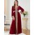 Dubai Velvet Dress | Long Kimono Jubah Abaya with Floral Design