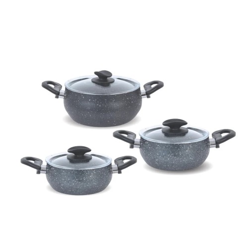 Bykardelen Granite Casserole Pot Set - 7-Piece Antibacterial Cookware (1.7L, Gray)