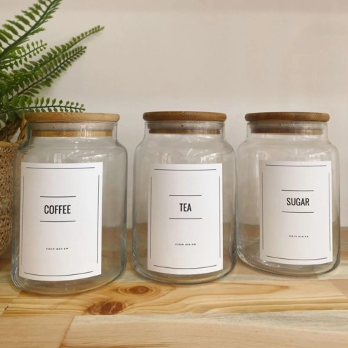 SİDERDESİGN 3-Piece Glass Kitchen Storage Set - Coffee, Tea, Sugar Jars (800 ml)v