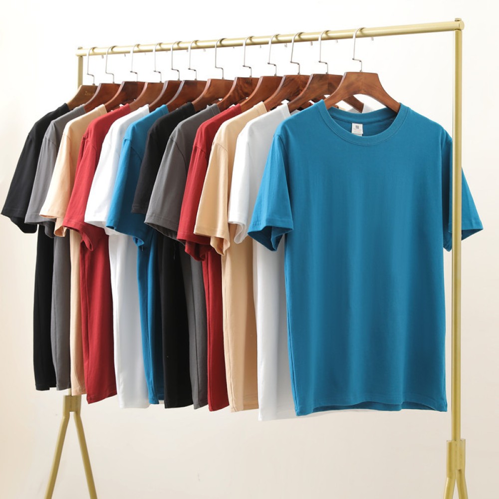 Men's 180g GSM Cotton T-Shirt – Solid Color Round Neck Short Sleeve Casual Tee for Men