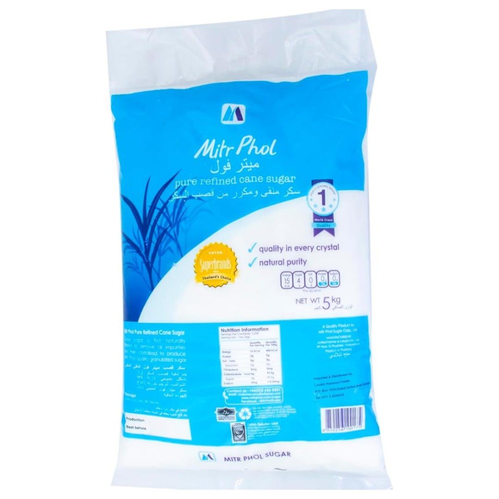 Mitr Phol Pure Refined Cane Sugar - 5kg Pack for Baking, Cooking & Everyday Use