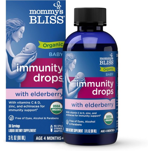 Mommy's Bliss Organic Baby Elderberry Drops | Immune Support for Babies | 3 Fl Oz