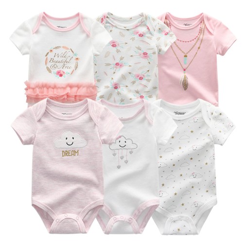 6PCS Unisex Newborn Baby Cloud Jumpsuits Set - 100% Cotton