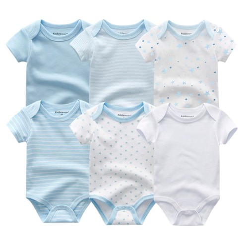 6PCS Unisex Newborn Baby Stars Jumpsuits Set - 100% Cotton