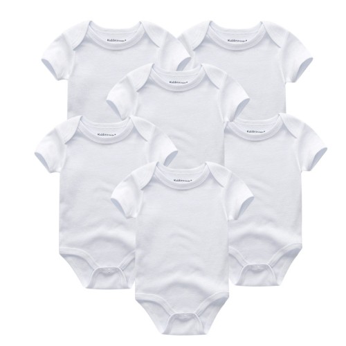 6PCS Unisex Newborn Baby white Jumpsuits Set - 100% Cotton