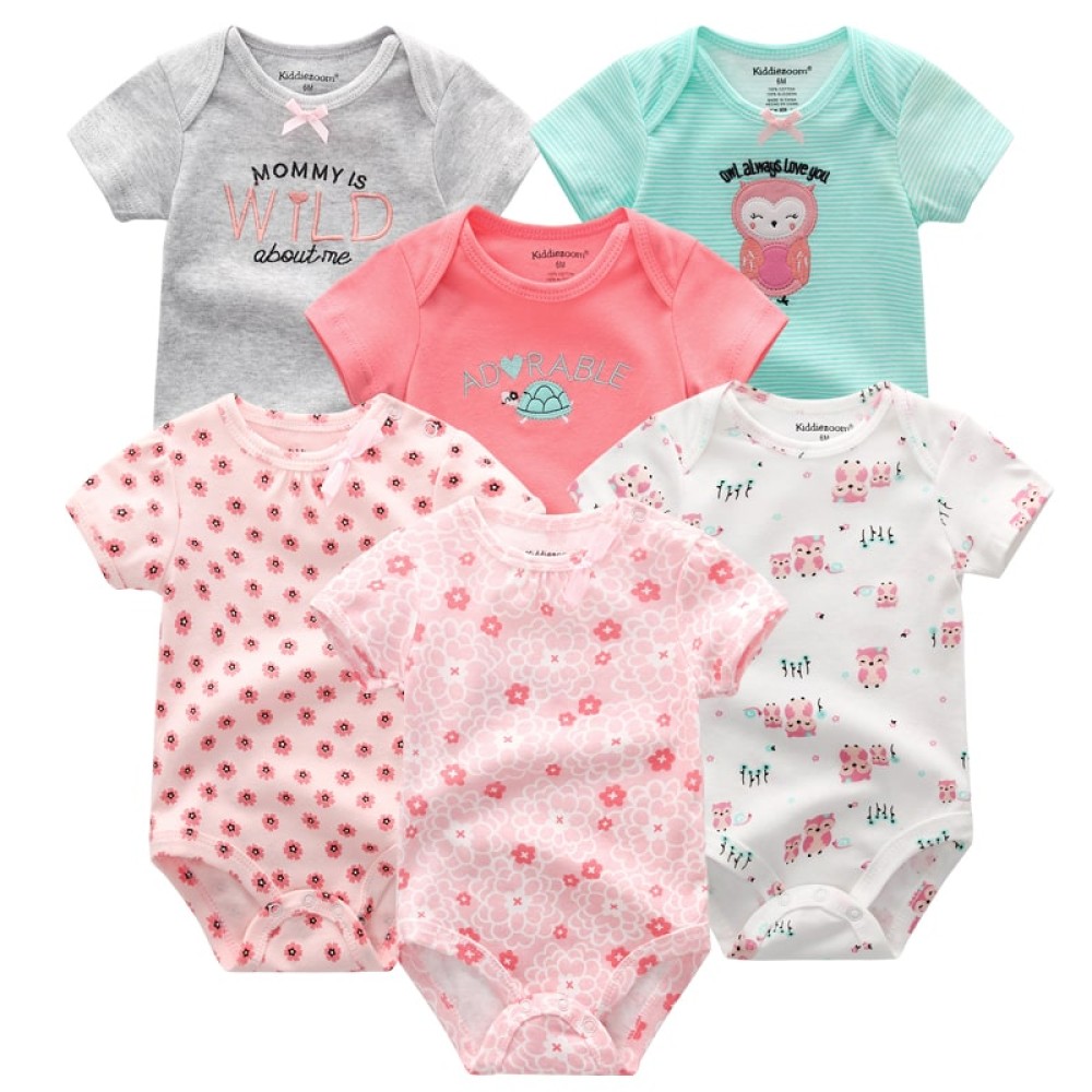 6PCS Unisex Newborn Baby Owl Jumpsuits Set - 100% Cotton