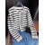 Women’s O-neck Stripe Knitted Cardigan – Casual Long Sleeve Short Top for Spring/Autumn