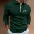 Men's Long Sleeve Zipper Polo Shirt - Casual Fashion Polo with Logo Print