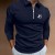 Men's Long Sleeve Zipper Polo Shirt - Casual Fashion Polo with Logo Print