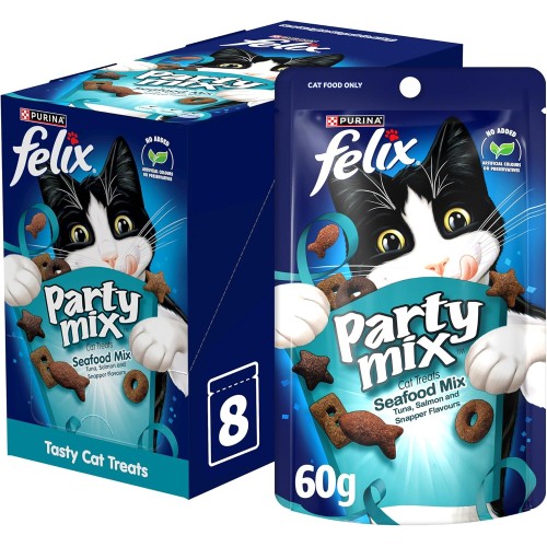 Felix Purina Party Mix Seafood Cat Treats – 8 x 60g Packs