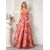 Luxury Pink Floral V-Neck Evening Dress – Elegant Tulle Floor-Length Cocktail Gown