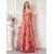 Luxury Pink Floral V-Neck Evening Dress – Elegant Tulle Floor-Length Cocktail Gown