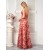 Luxury Pink Floral V-Neck Evening Dress – Elegant Tulle Floor-Length Cocktail Gown