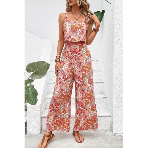 Elegant Floral Wide-Leg Jumpsuit for Women - Backless, Sleeveless, Summer 2024 Fashion by LOSSKY