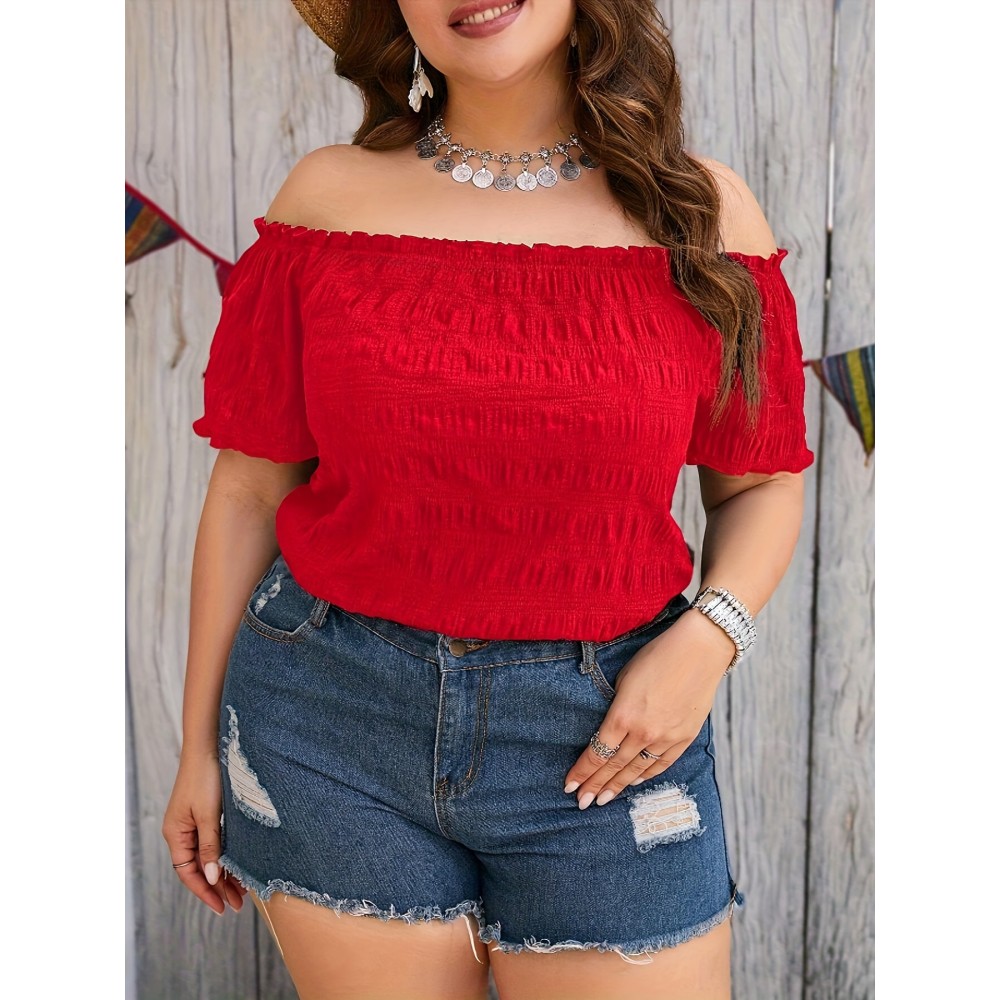 Plus Size Off The Shoulder Dress – Elegant Summer Fashion for Women