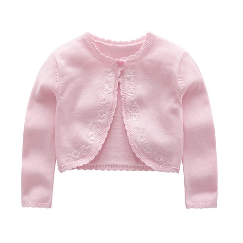 Spring & Autumn Newborn Baby Girl Cotton Knit Sweater – Embroidered Shawl Jacket