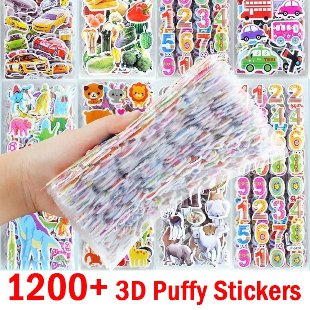 10Pcs Kids 3D Puffy Stickers – Fun Cartoon Animals for Scrapbooking and Gifts