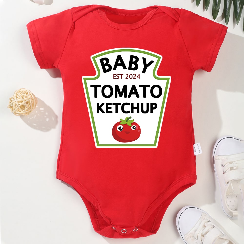 Funny Baby Ketchup Bodysuit – 100% Cotton Unisex Newborn Onesie, Trendy & Creative