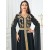 Elegant Tape Trim Abaya with Belt – Super Full Sleeve V-Neck Moroccan Kaftan for Women