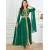 Elegant Tape Trim Abaya with Belt – Super Full Sleeve V-Neck Moroccan Kaftan for Women