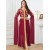 Elegant Tape Trim Abaya with Belt – Super Full Sleeve V-Neck Moroccan Kaftan for Women