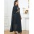 Elegant Tape Trim Abaya with Belt – Super Full Sleeve V-Neck Moroccan Kaftan for Women