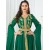 Elegant Tape Trim Abaya with Belt – Super Full Sleeve V-Neck Moroccan Kaftan for Women