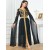 Elegant Tape Trim Abaya with Belt – Super Full Sleeve V-Neck Moroccan Kaftan for Women