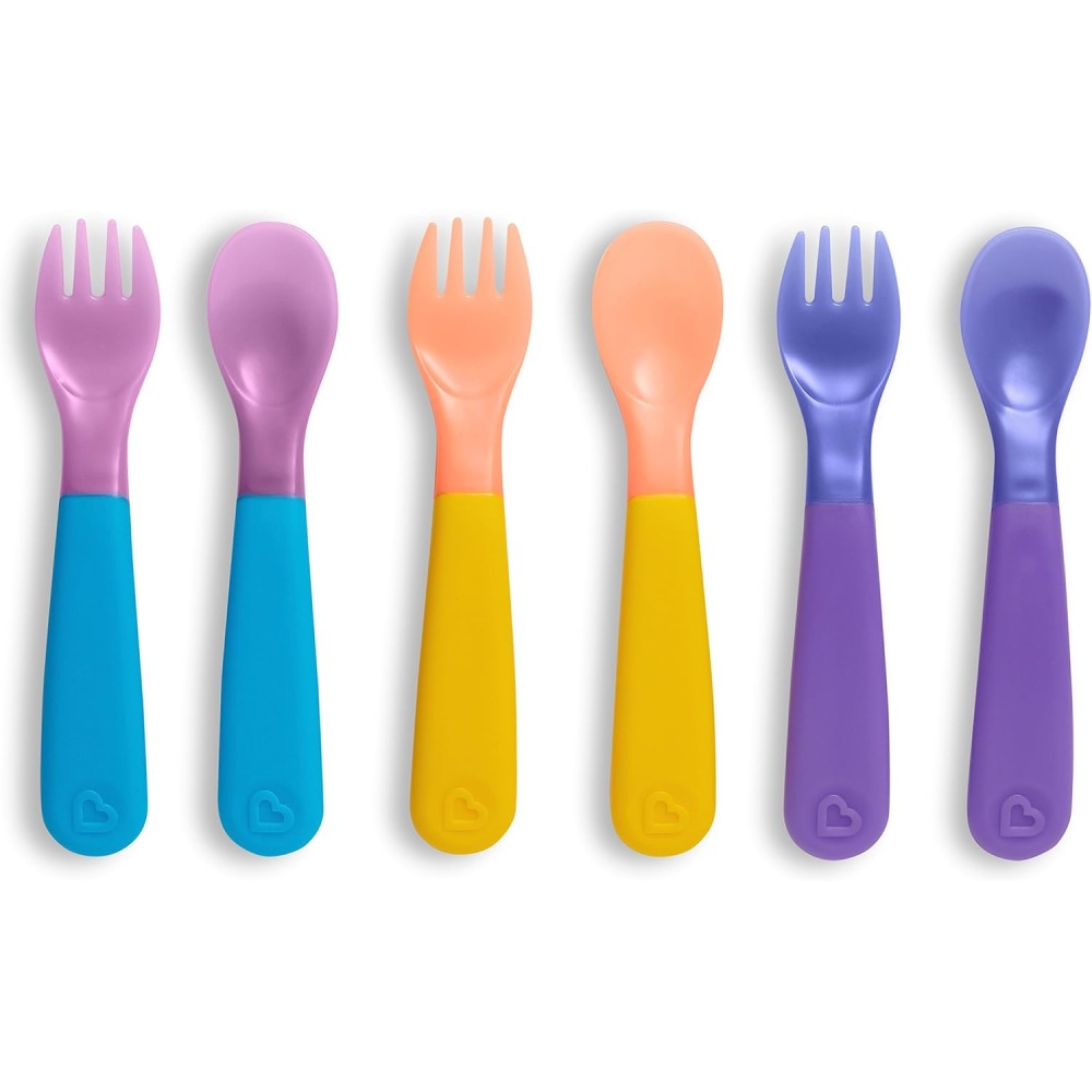 Munchkin ColorReveal Color Changing Toddler Forks & Spoons, 6-Pack – Multicolor Utensils for Kids