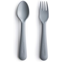 Mushie Dinnerware Fork & Spoon Set for Kids | Reusable, BPA-Free, Dishwasher & Microwave Safe | Easy to Hold Cutlery