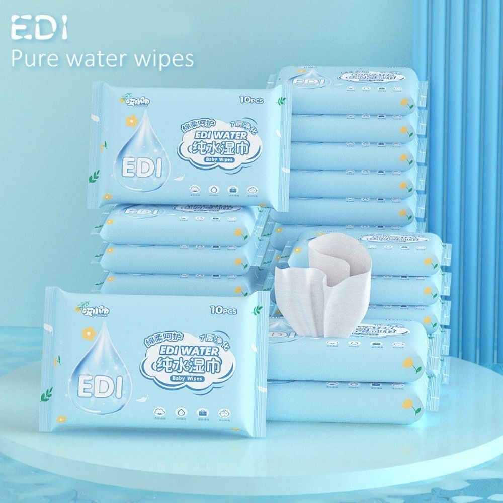 10-Pack Disposable Spunlace Baby Wipes - EDI Pure Water