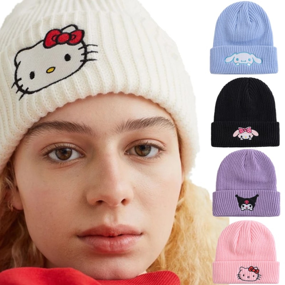 Hello Kitty & Friends Women’s Knitted Beanie – Cute Winter Cartoon Cap for Women