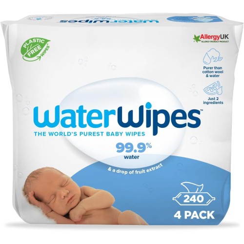 WaterWipes Original Biodegradable Baby Wipes, 240/540/720 Count – 99.9% Water & Unscented for Sensitive Skin