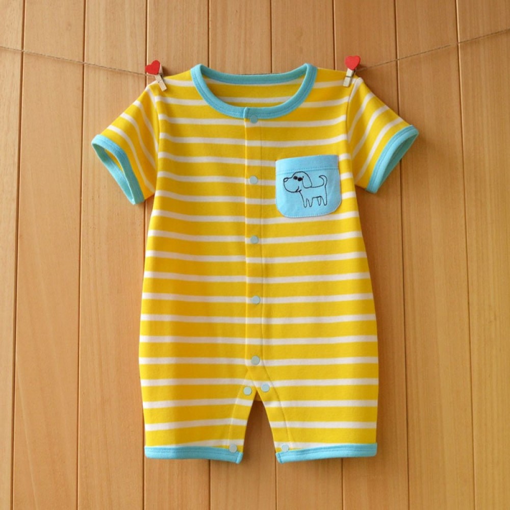 Baby Stripe Jumpsuit – Short Sleeve, Lightweight Newborn Romper for Summer